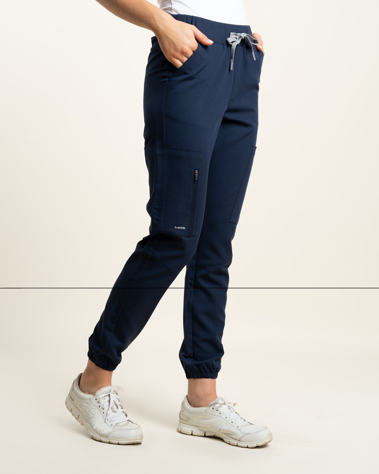 PANTALON MUJER DYNAMIC MARINO - PUÑO RIB