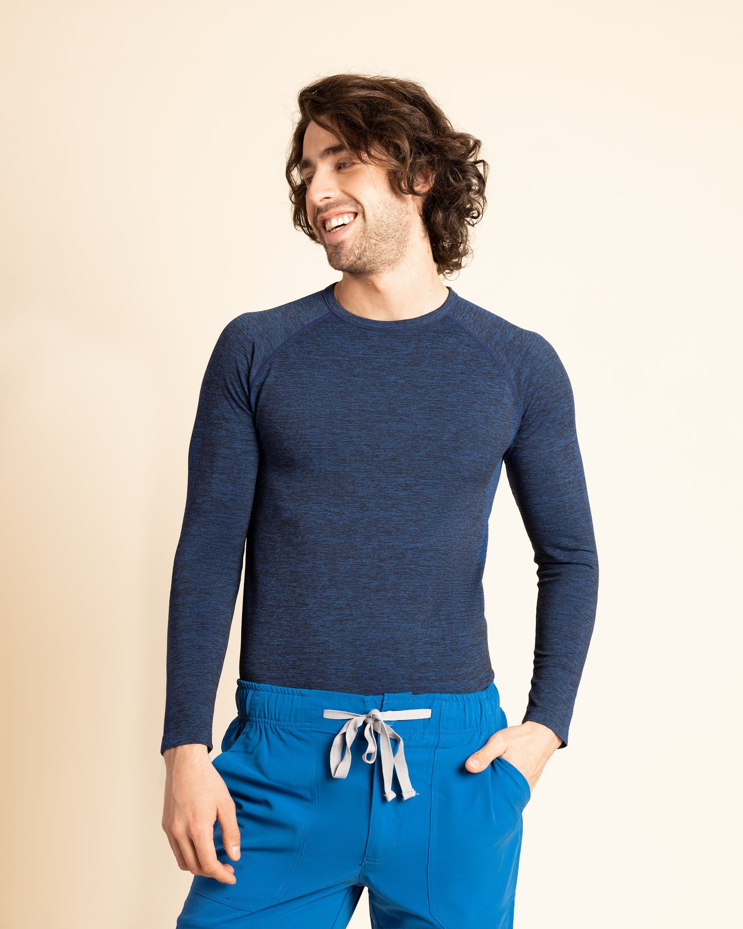 PRIMERA CAPA FLEX TEE HOMBRE MELANGE AZUL