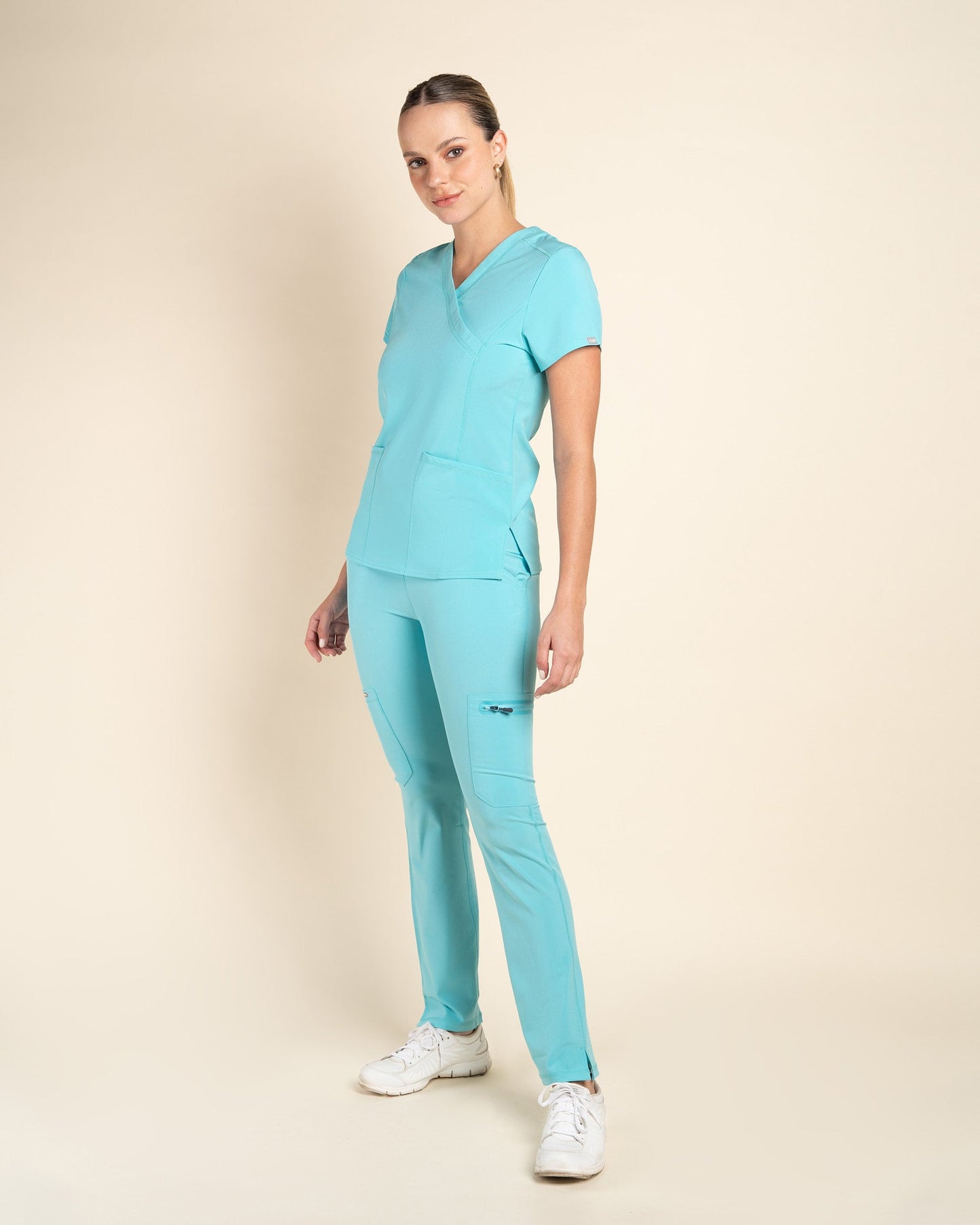 TOP MUJER SPORT STRETCH TURQUESA