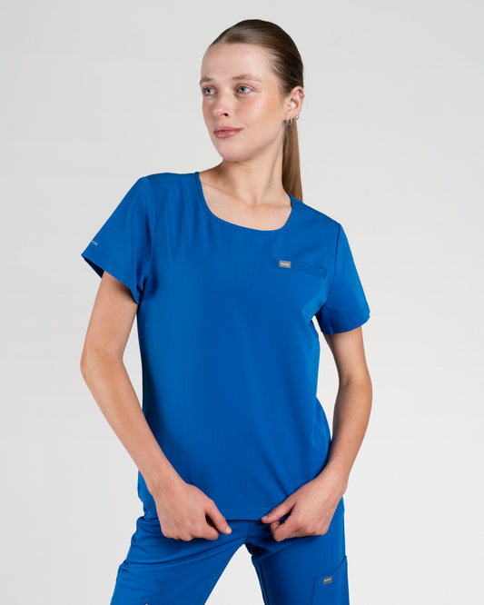 TOP MUJER DYNAMIC AZUL REY - CUELLO RIB