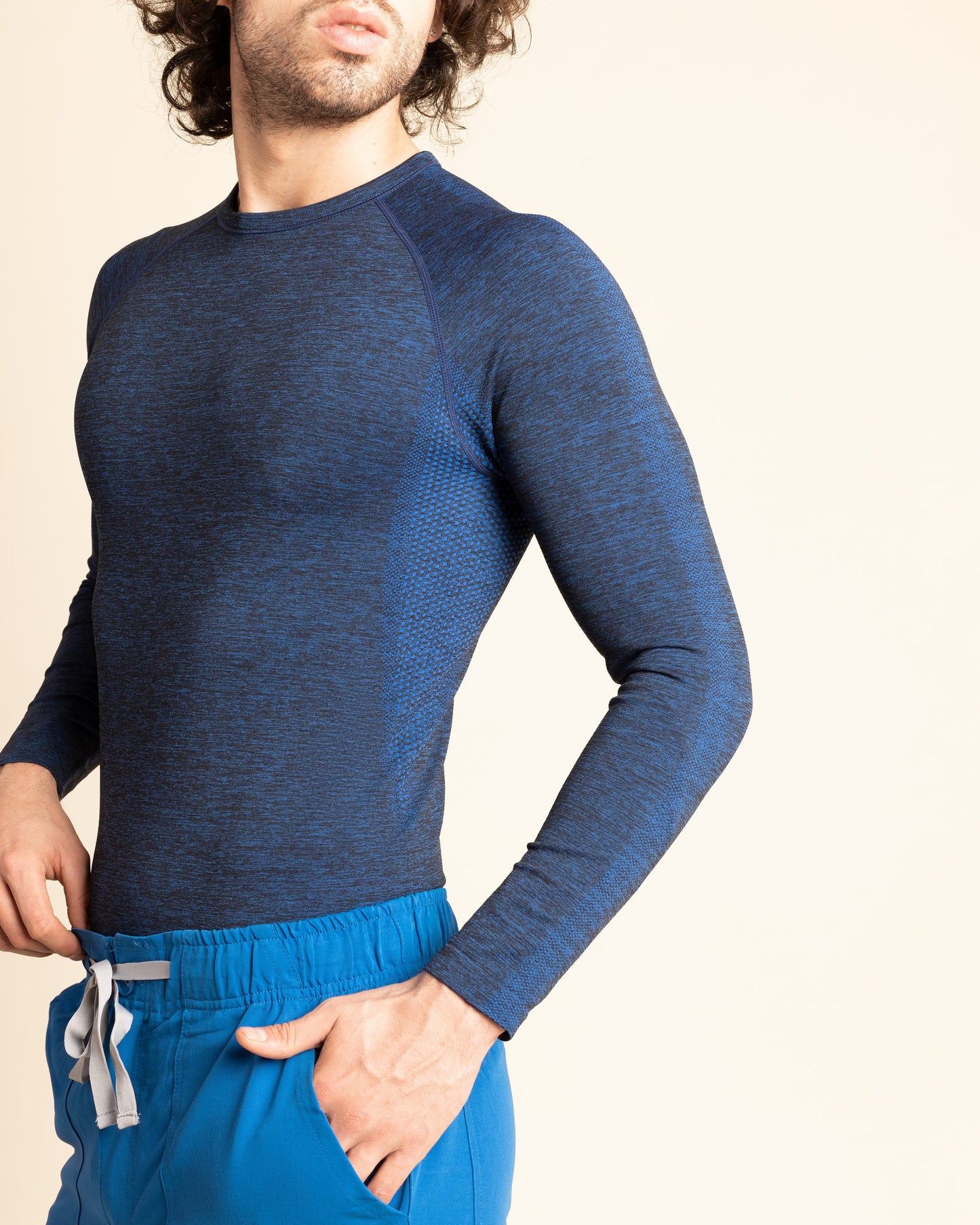 PRIMERA CAPA FLEX TEE HOMBRE MELANGE AZUL