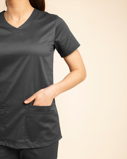 TOP MUJER WORK GRIS