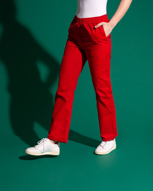 PANTALON MUJER BASICS ROJO